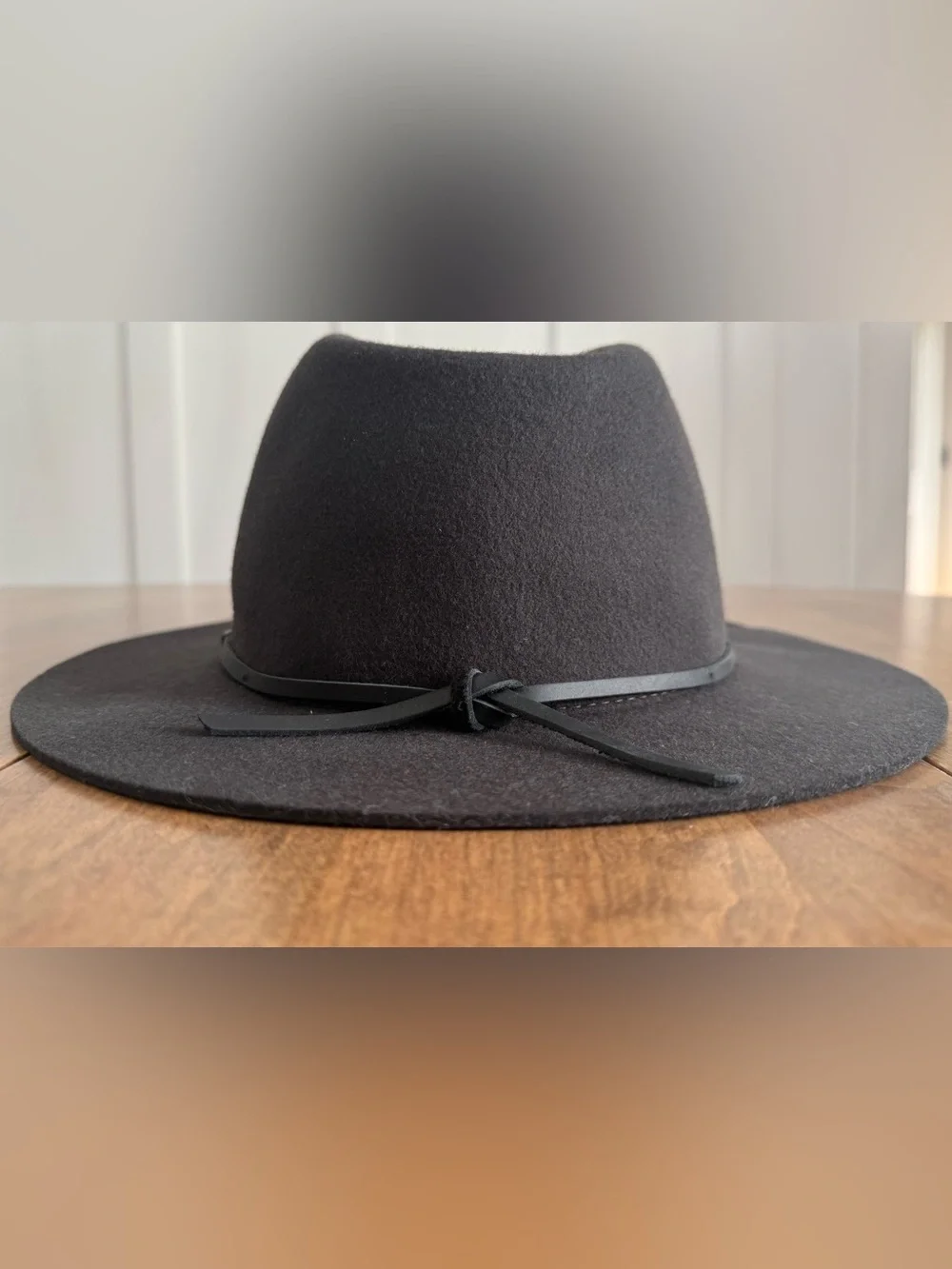 Brixton Wesley Packable Fedora in Washed Black with Black Leather Strap Sz Large